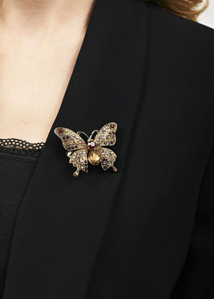 Rosie Fox Gold Crystal Butterfly Brooch & Hairclip