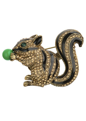 Rosie Fox Golden Crystal Squirrel Brooch & Hairclip