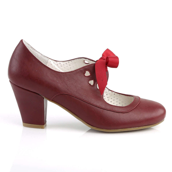 40s Inspired Cuban Heel Mary Jane Pump In Burgundy Red