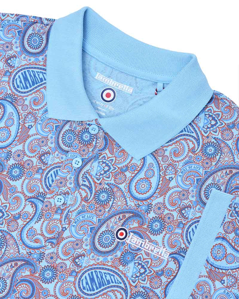 Lambretta - Paisley Brand Polo Sky Blue