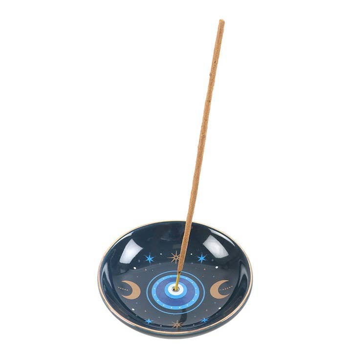 Blue All Seeing Eye Print Incense Holder Plate
