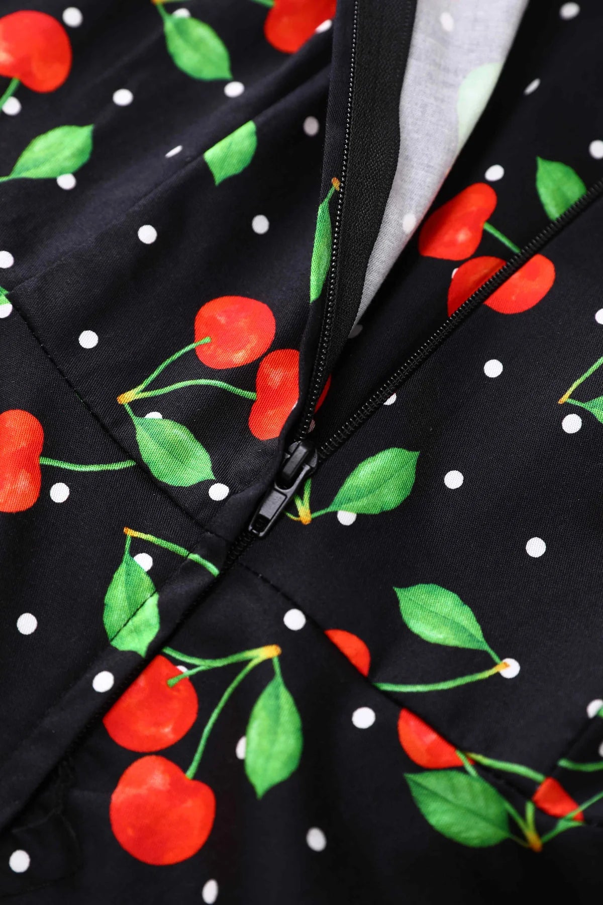 Daisy Red Cherry Halter Dress In Black with Cherry Print