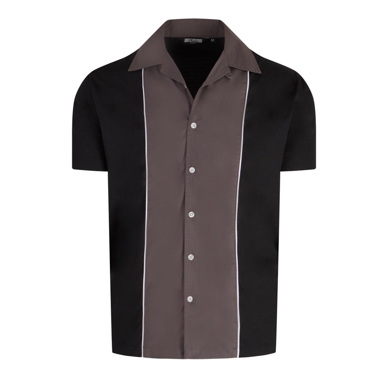 Relco Rockabilly Retro Charcoal/Black Bowling Shirt