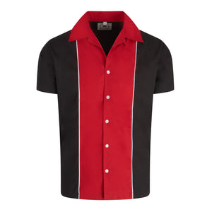 Relco Rockabilly Retro Red/Black Bowling Shirt