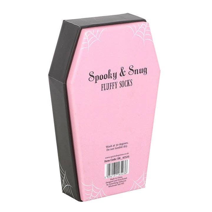 Pastel Pink and Black Striped Socks in Gothic Coffin Gift Box