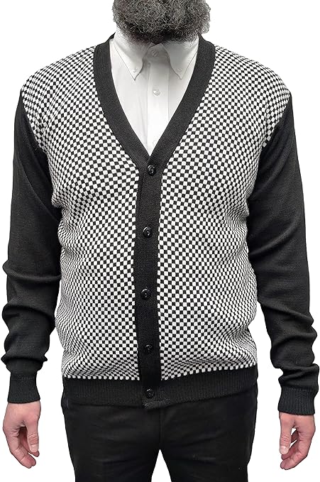 Relco Black & White Check Cardigan - Chas