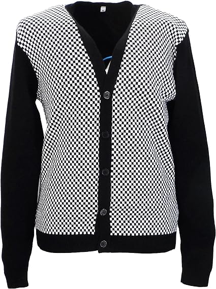 Relco Black & White Check Cardigan - Chas