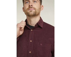 BURGUNDY CORDUROY LONG SLEEVE CASUAL SHIRT