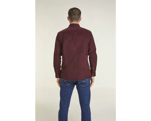 BURGUNDY CORDUROY LONG SLEEVE CASUAL SHIRT
