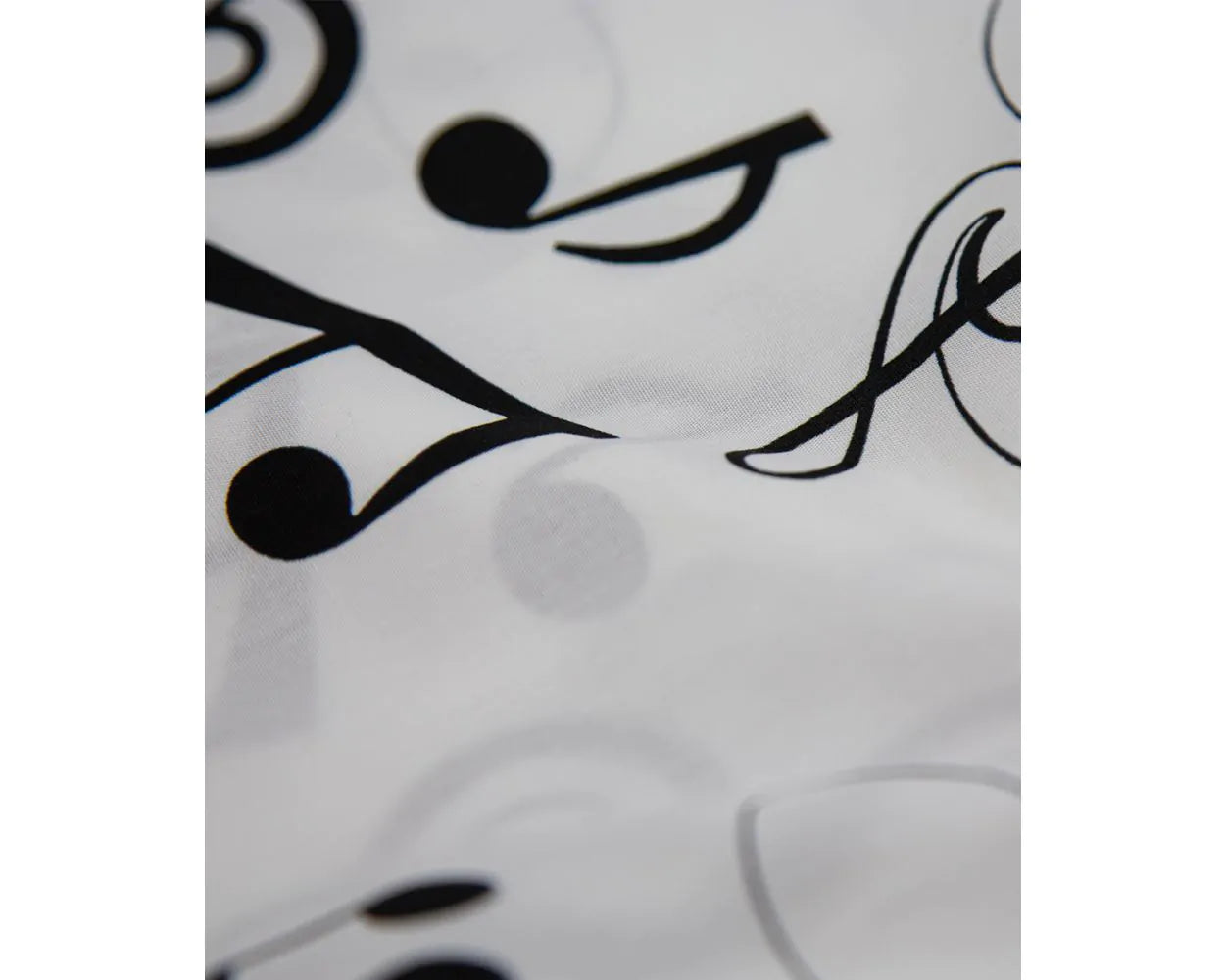 White Musical Note Cotton Print L/S Shirt