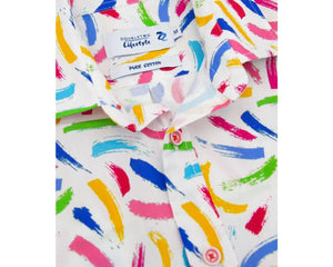 Brush Stroke Print Short Sleeve Shirt