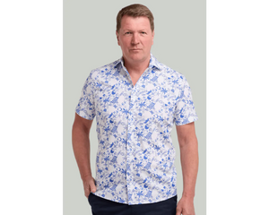 Blue Beach Print Short Sleeve Shirt