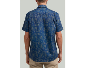 Navy and Gold Floral Short Sleeve Shirt