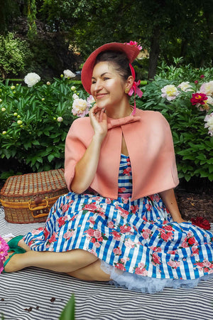 Lily Floral Off Shoulder Dress In Blue Gingham