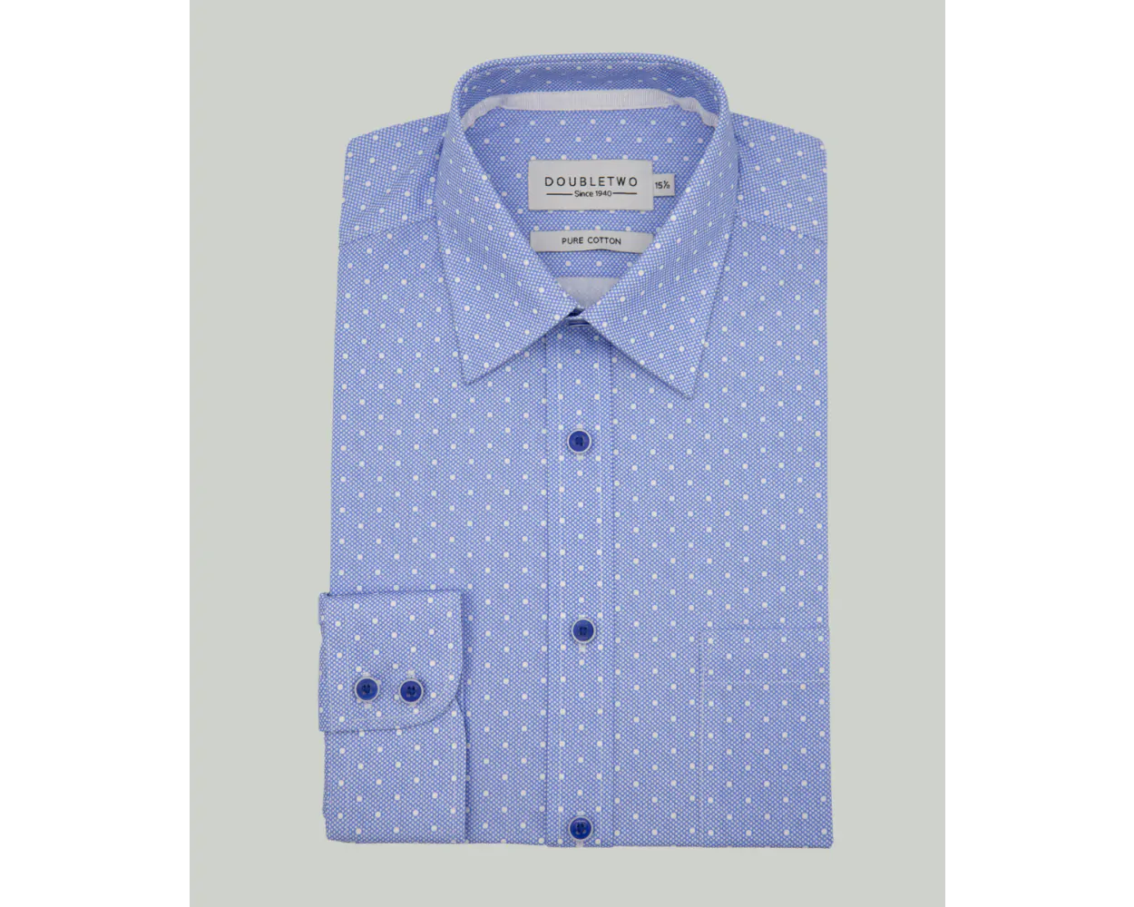 Blue Spot Print L/S cotton shirt