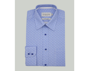 Blue Spot Print L/S cotton shirt