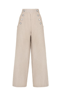 Caspian High Waisted 1940s Style Swing Trousers in Beige