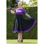 Dolly & Dotty Darlene Purple & Black Polka Dot Swing Dress