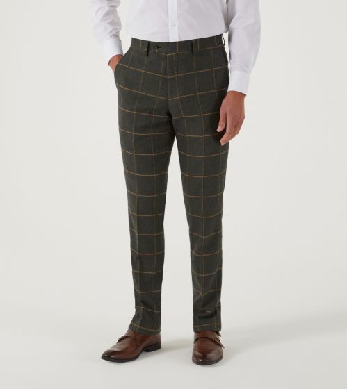 Warriner Suit Tapered Trousers Olive Check