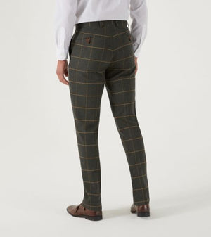 Warriner Suit Tapered Trousers Olive Check
