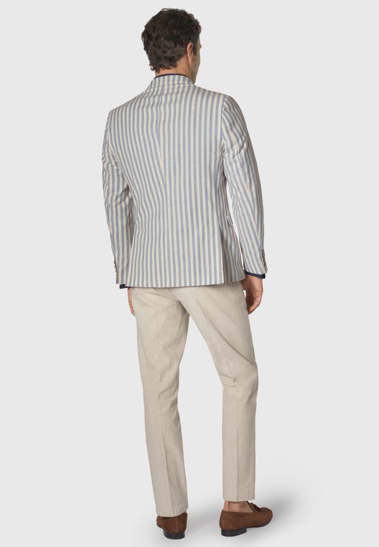 Tailored Fit Roope Blue Stripe Stretch Cotton Jacket