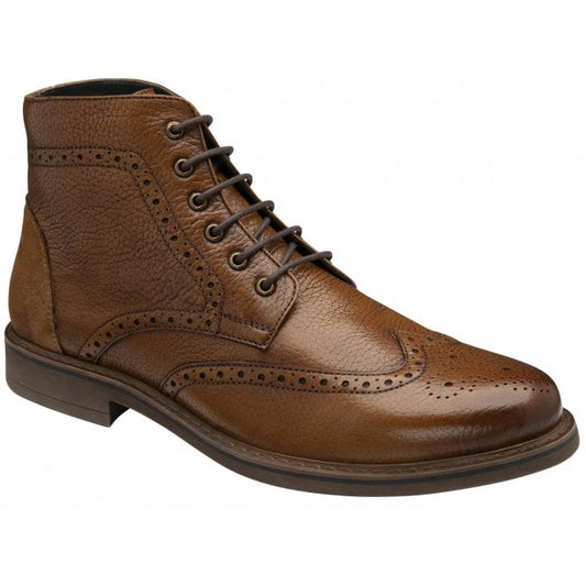 Frank Wright Tan Magnus Leather Brogue Ankle Boot
