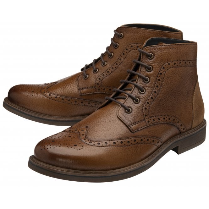 Frank Wright Tan Magnus Leather Brogue Ankle Boot