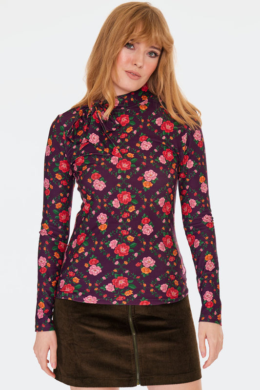 Floral Print long Sleeve Top By Voodoo Vixen