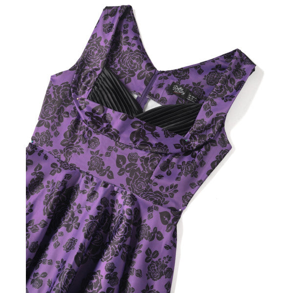 Grace Vintage Style Jive Dress In Purple Floral