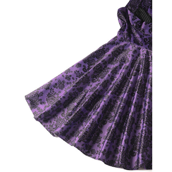 Grace Vintage Style Jive Dress In Purple Floral