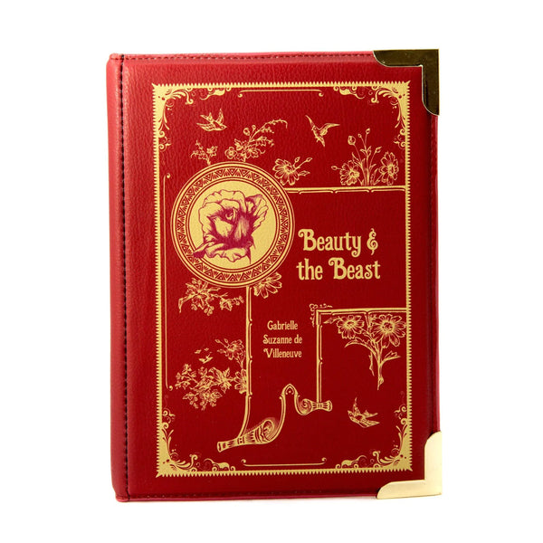 Beauty And The Beast Red & Gold Book Crossbody Handbag