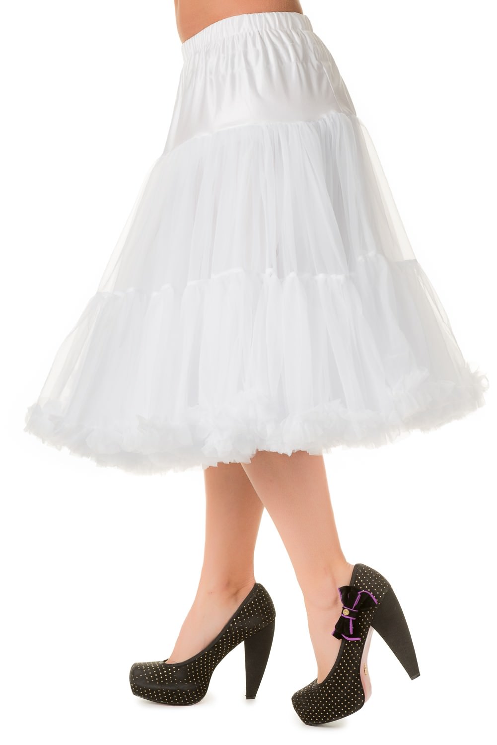 Dancing Days Lifeforms 50s Style 25"-27" Long Petticoat In White; Dancing Days; Lifeforms Petticoat; 50s Style; 25"-27" Long Petticoat; White; Side View