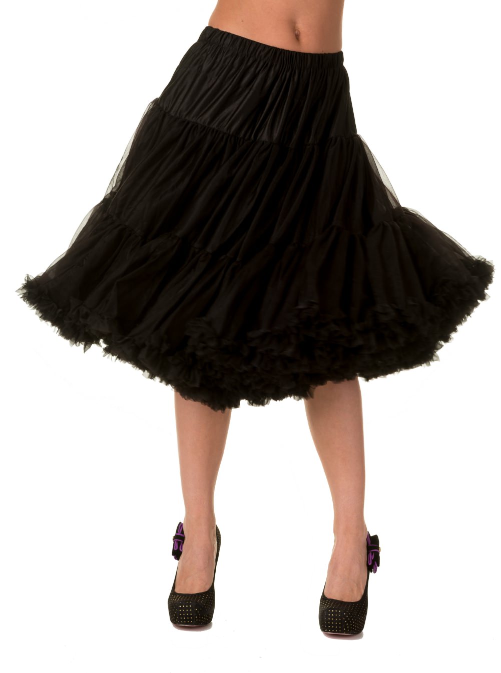 Dancing Days Lifeforms 50s Style 25"-27" Long Petticoat In Black; Dancing Days; Lifeforms Petticoat; 50s Style; 25"-27" Long Petticoat; Black; Front View