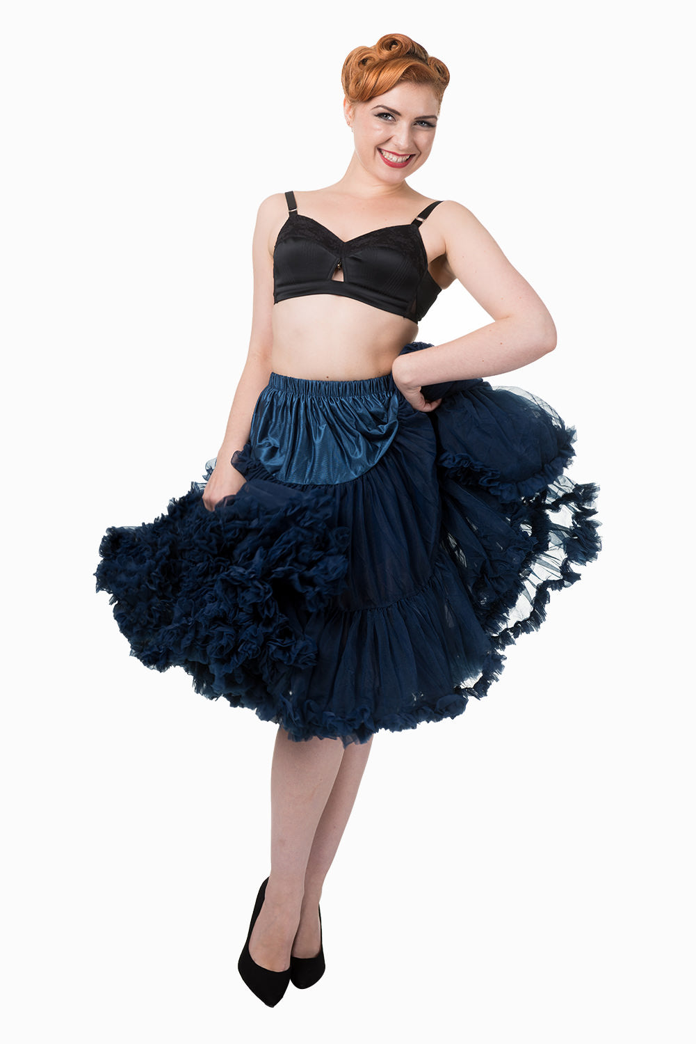 Dancing Days Lifeforms 50s Style 25"-27" Long Petticoat In Navy Blue; Dancing Days; Lifeforms Petticoat; 50s Style; 25"-27" Long Petticoat; Navy Blue; Layer Effect View