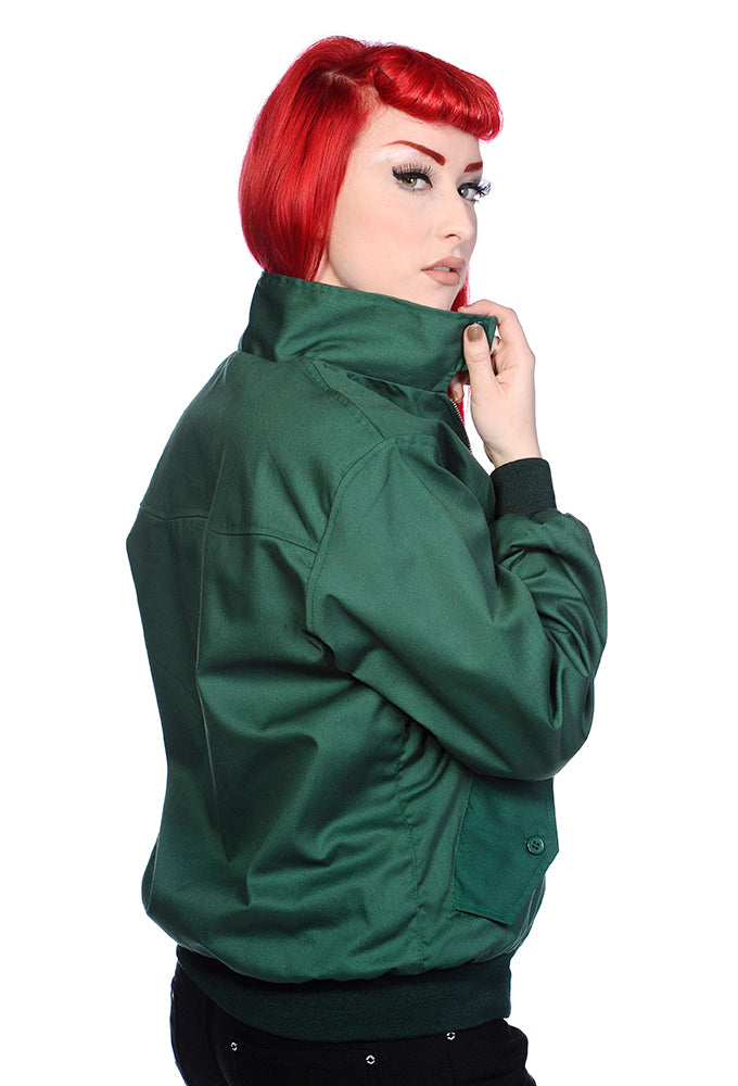 Banned Apparel Unisex Harrington 1950s Style Jacket Coat Three Colours; Unisex; Green; 3/4 View