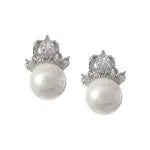 Clip On Earrings Cubic Zirconia Tiara Inspired Faux Pearls
