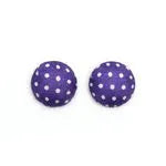 Clip On Earrings Polka Dot Fabric In Purple & White