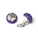 Clip On Earrings Polka Dot Fabric In Purple & White