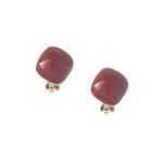 Clip On Earrings Diamond Shaped Enamel In Wine Red