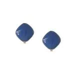 Clip On Earrings Diamond Shaped Enamel In Navy Blue