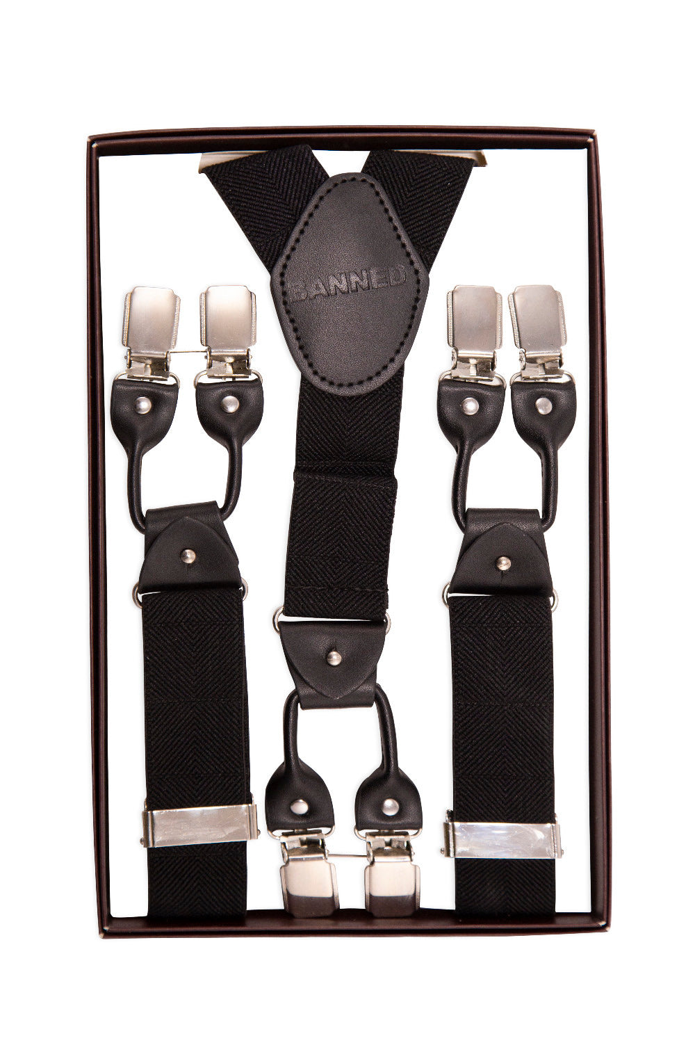 Emma Button & Clip 35mm Unisex Adjustable Braces In Black