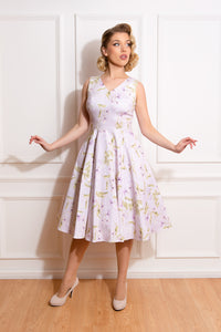 H&R London 50's Joan Floral V Neck Sleeveless Swing Dress