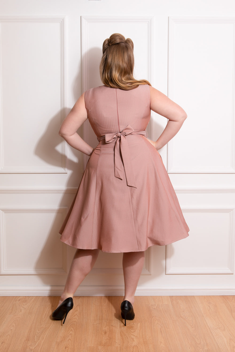 H&R London 50's Alison Dusky Pink Sleeveless Swing Dress