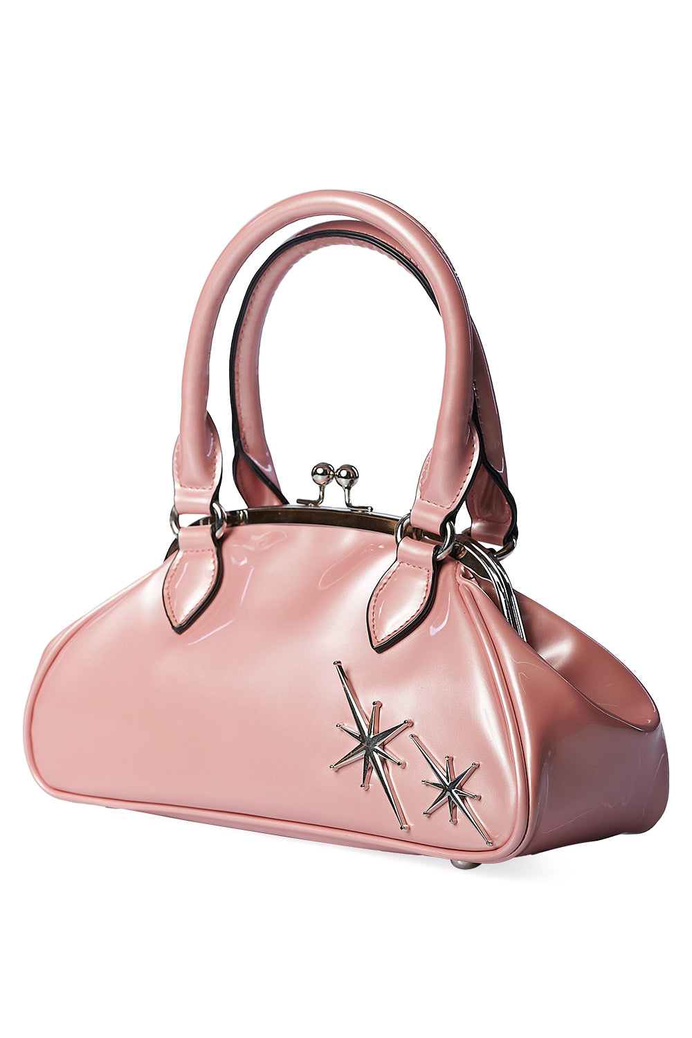 Counting Stars Patent Pink Kiss Lock Handle Bag