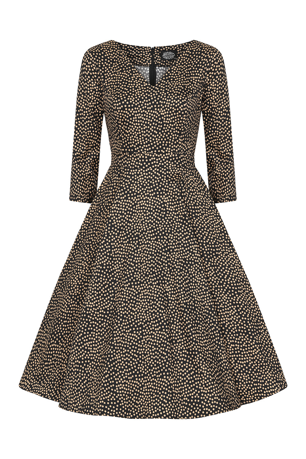 Aubrey 1950s 3 Quarter Sleeve Polka Dot Swing Dress
