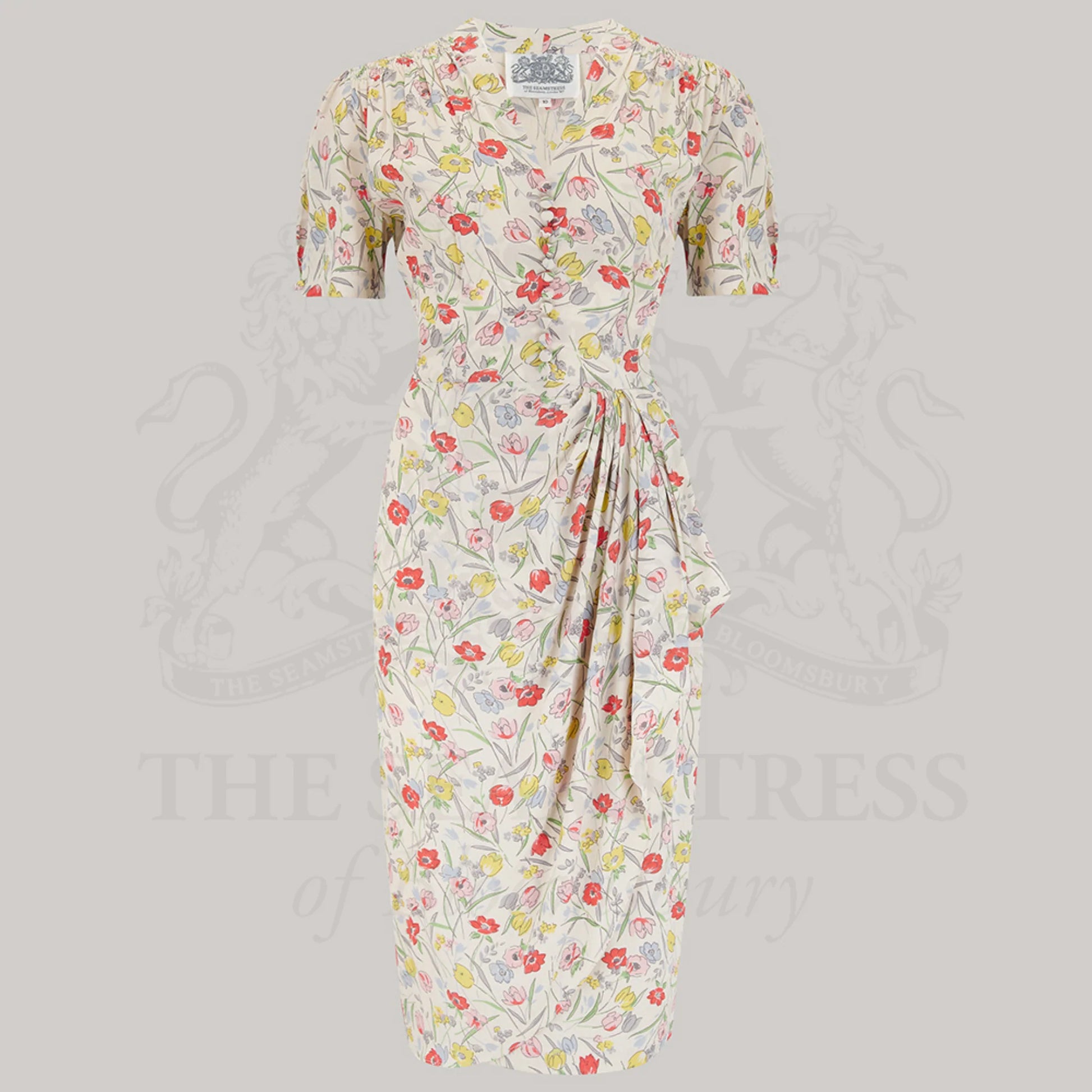 Seamstress Of Bloomsbury 1940s Inspired Mabel Dress In Poppy Print
