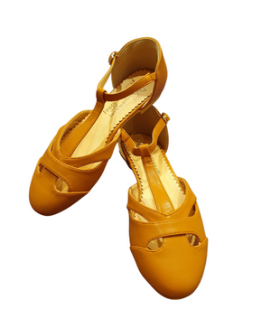 Edith Closed Toe Flat T Bar Shoes In Tan Brown