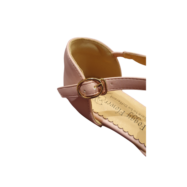 Edith Closed Toe Flat T Bar Shoes In Light Pastel Pink