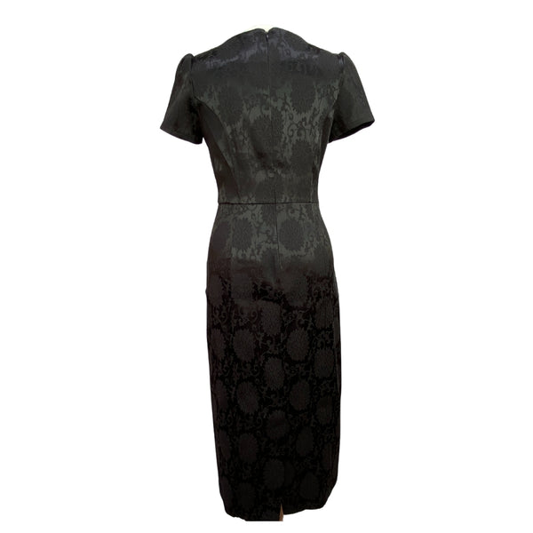 Rebecca Wiggle Dress With Short Sleeves In Black Jacquard Back