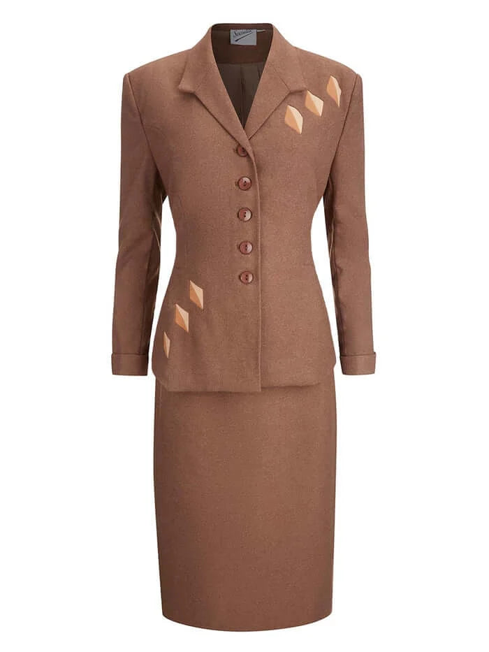 1940s Replica Majestic Two Piece Skirt Suit In Quail